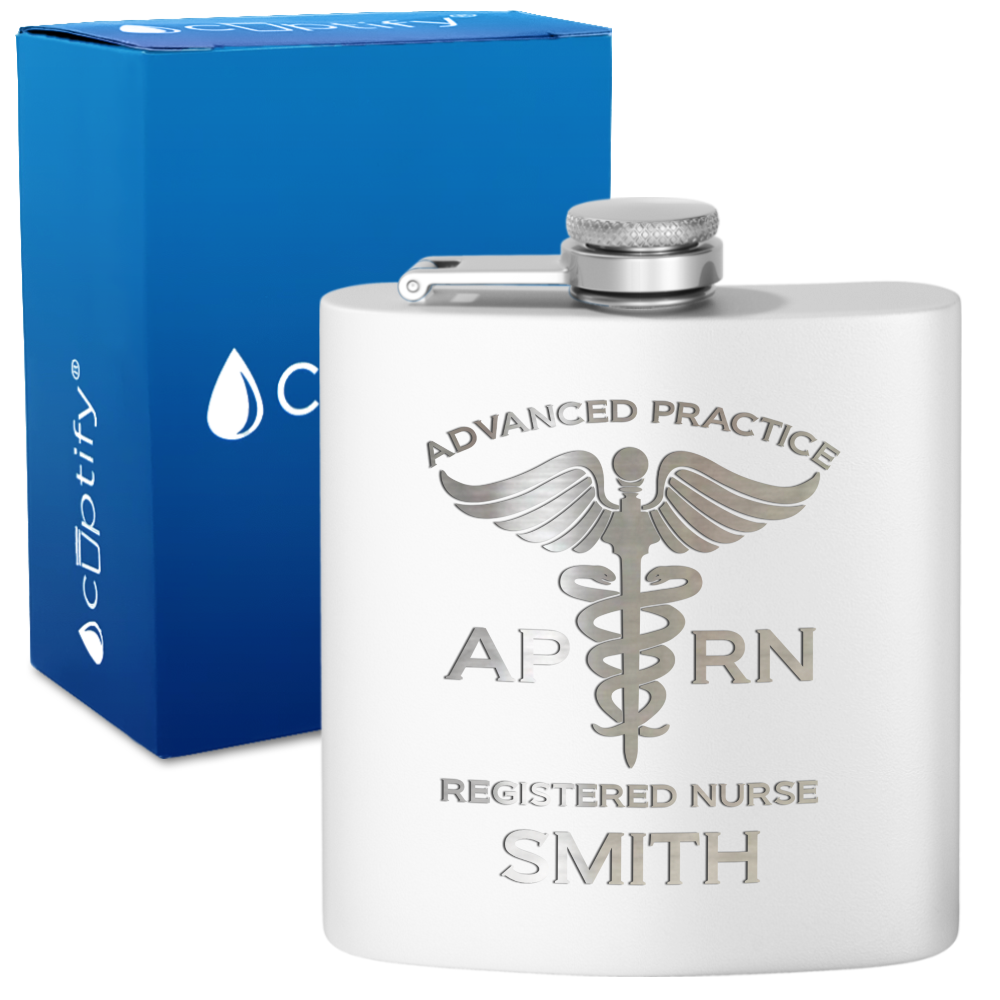 Personalized APRN Advanced Practice Registered Nurse 6oz Stainless Steel Hip Flask