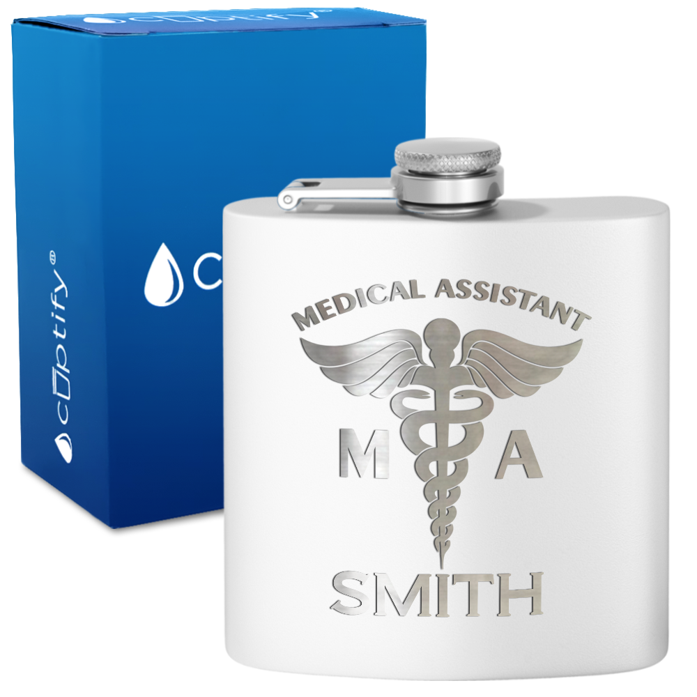 Personalized MA Medical Assistant 6oz Stainless Steel Hip Flask