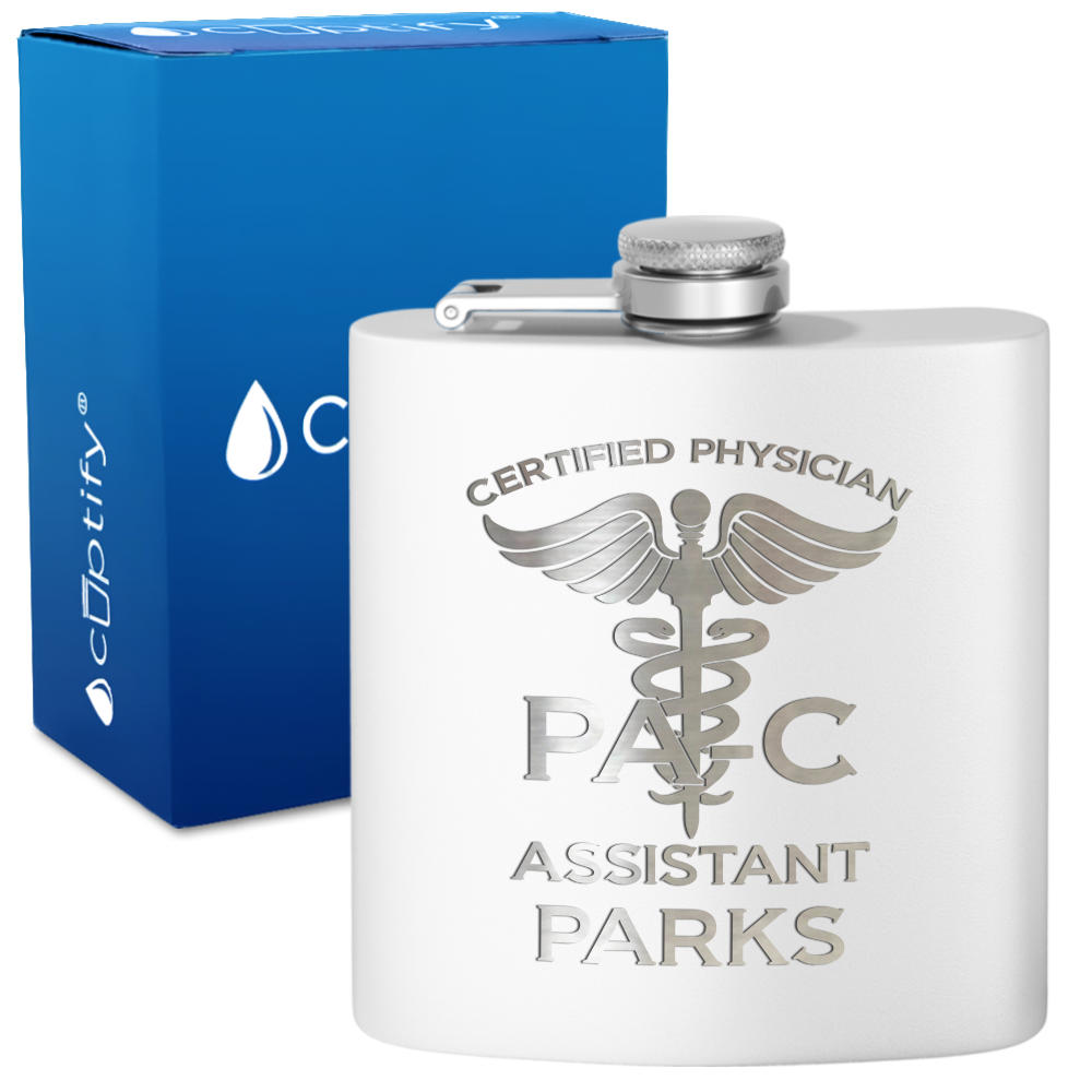 Personalized PA-C Certified Physician Assistant 6oz Stainless Steel Hip Flask