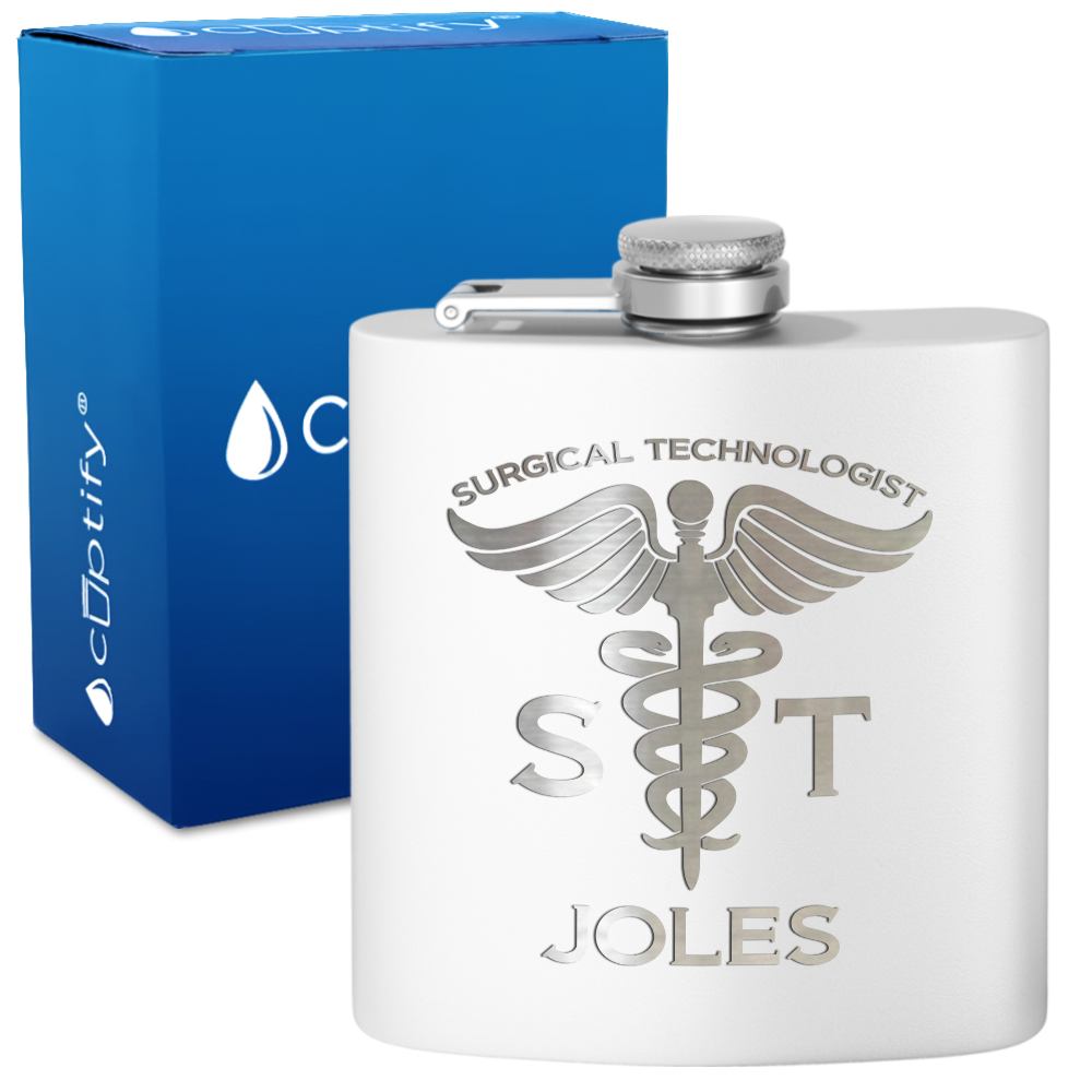 Personalized ST Surgical Technologist 6oz Stainless Steel Hip Flask