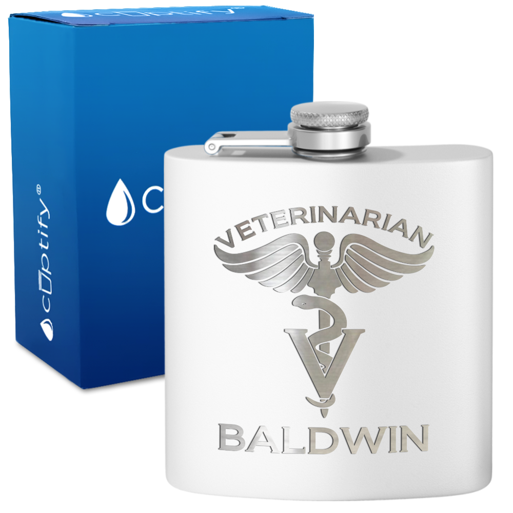 Personalized Veterinarian 6oz Stainless Steel Hip Flask