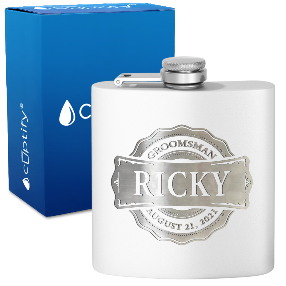 Personalized Groomsman Circle 6 oz Stainless Steel Hip Flask