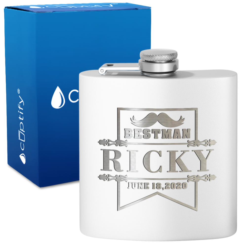 Personalized Groomsman Banner 6 oz Stainless Steel Hip Flask