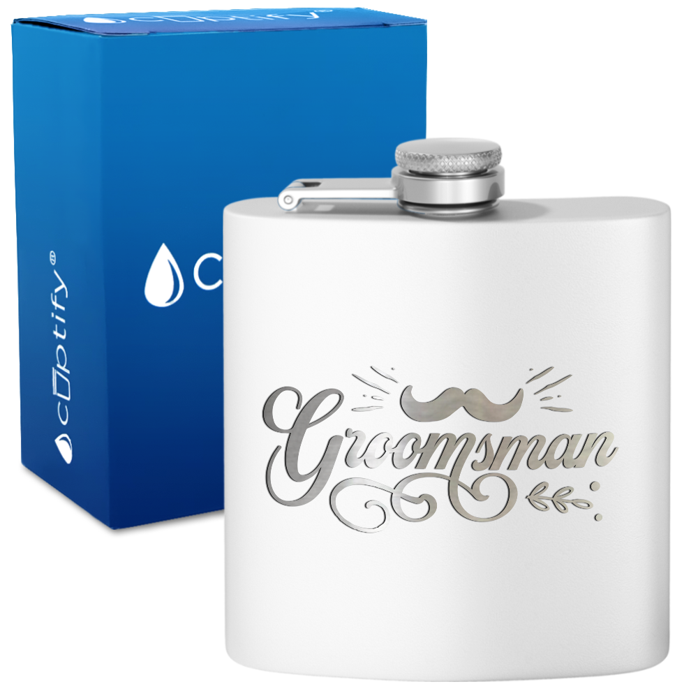 Groomsman Groovy 6 oz Stainless Steel Hip Flask
