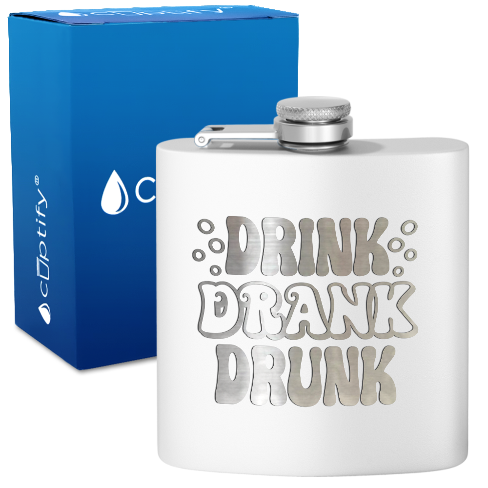 Drink Drank Drunk 6 oz Stainless Steel Hip Flask