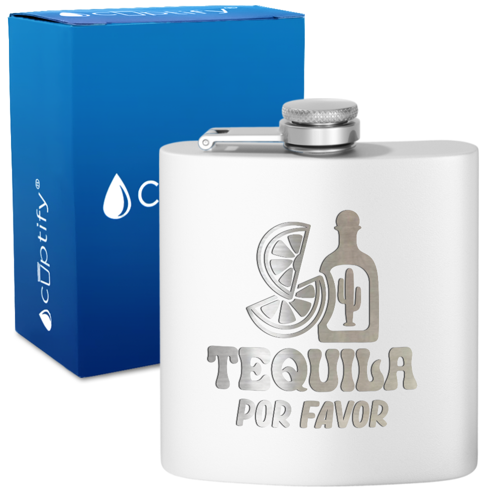 Tequila Por Favor 6 oz Stainless Steel Hip Flask
