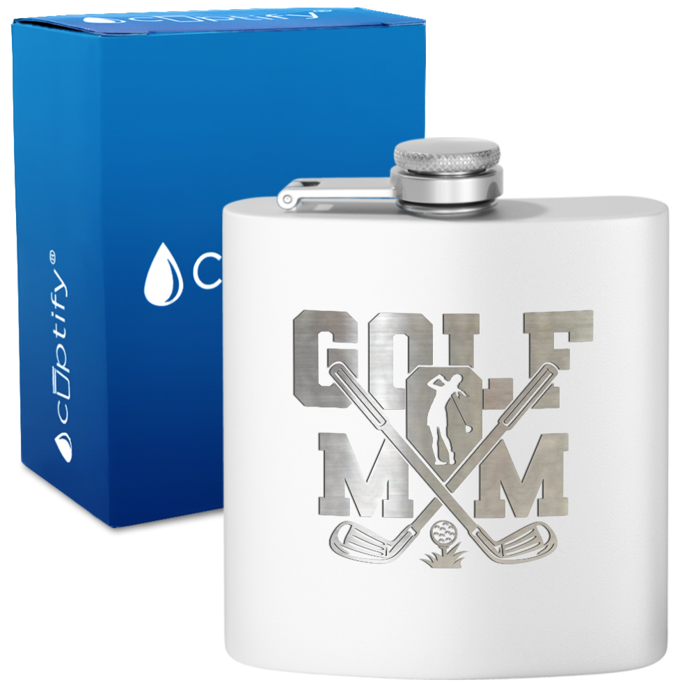 Golf Mom 6oz Stainless Steel Hip Flask