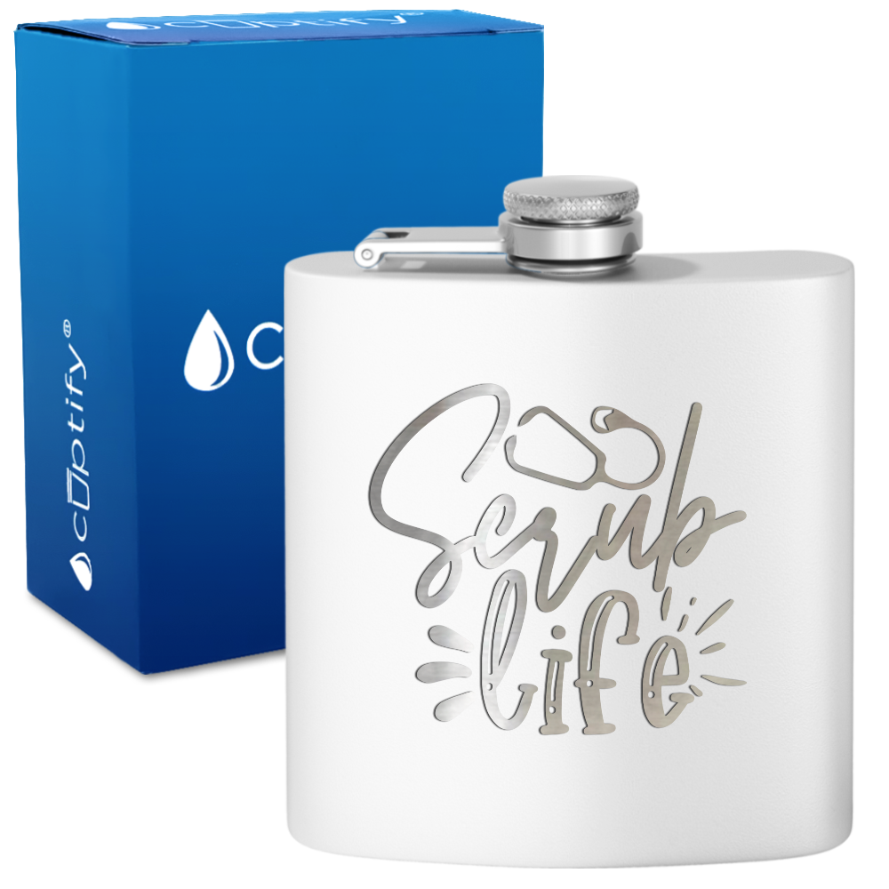 Scrub Life 6oz Stainless Steel Hip Flask