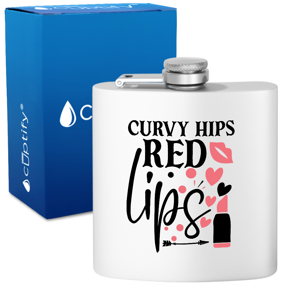 Curvy Hips Red Lips 6oz Stainless Steel Hip Flask