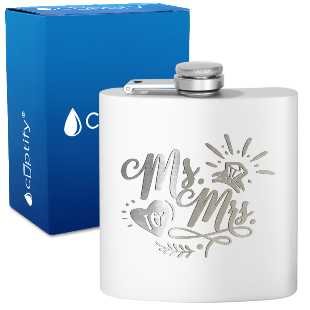 Ms. to Mrs. 6 oz Stainless Steel Hip Flask