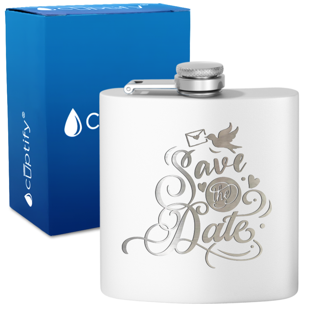 Save The Date 6 oz Stainless Steel Hip Flask
