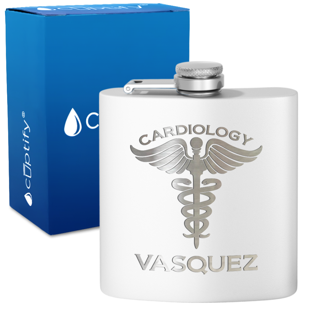 Personalized Cardiology 6oz Stainless Steel Hip Flask