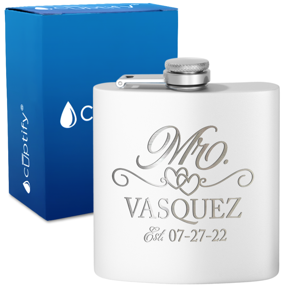 Personalized Mr. with date 6oz Stainless Steel Hip Flask