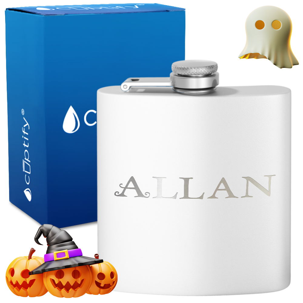 Personalized Eerie Halloween Font 6oz Hip Flask