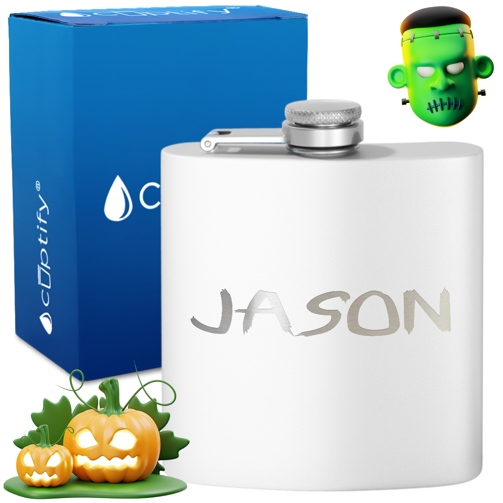 Personalized Scary Halloween Font 6oz Hip Flask