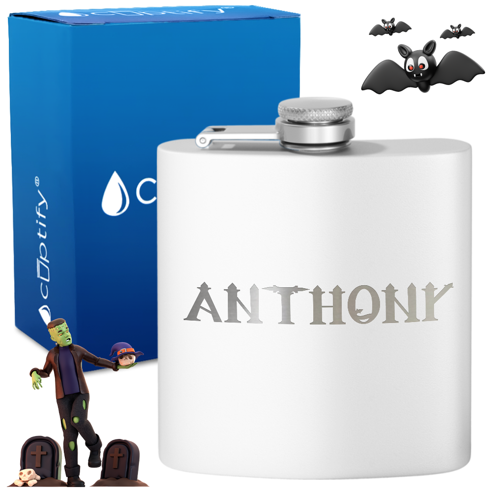 Personalized Creepy Halloween Font 6oz Hip Flask