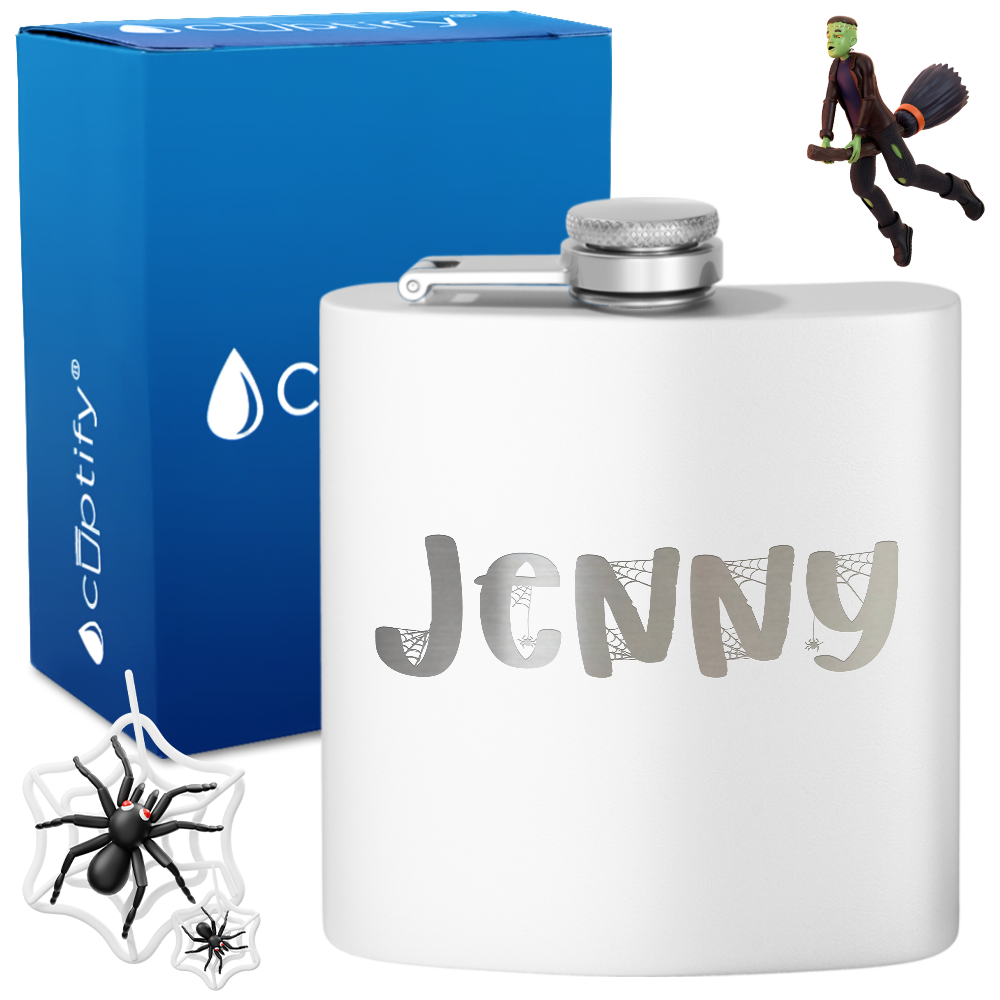 Personalized Spooky Halloween Font 6oz Hip Flask