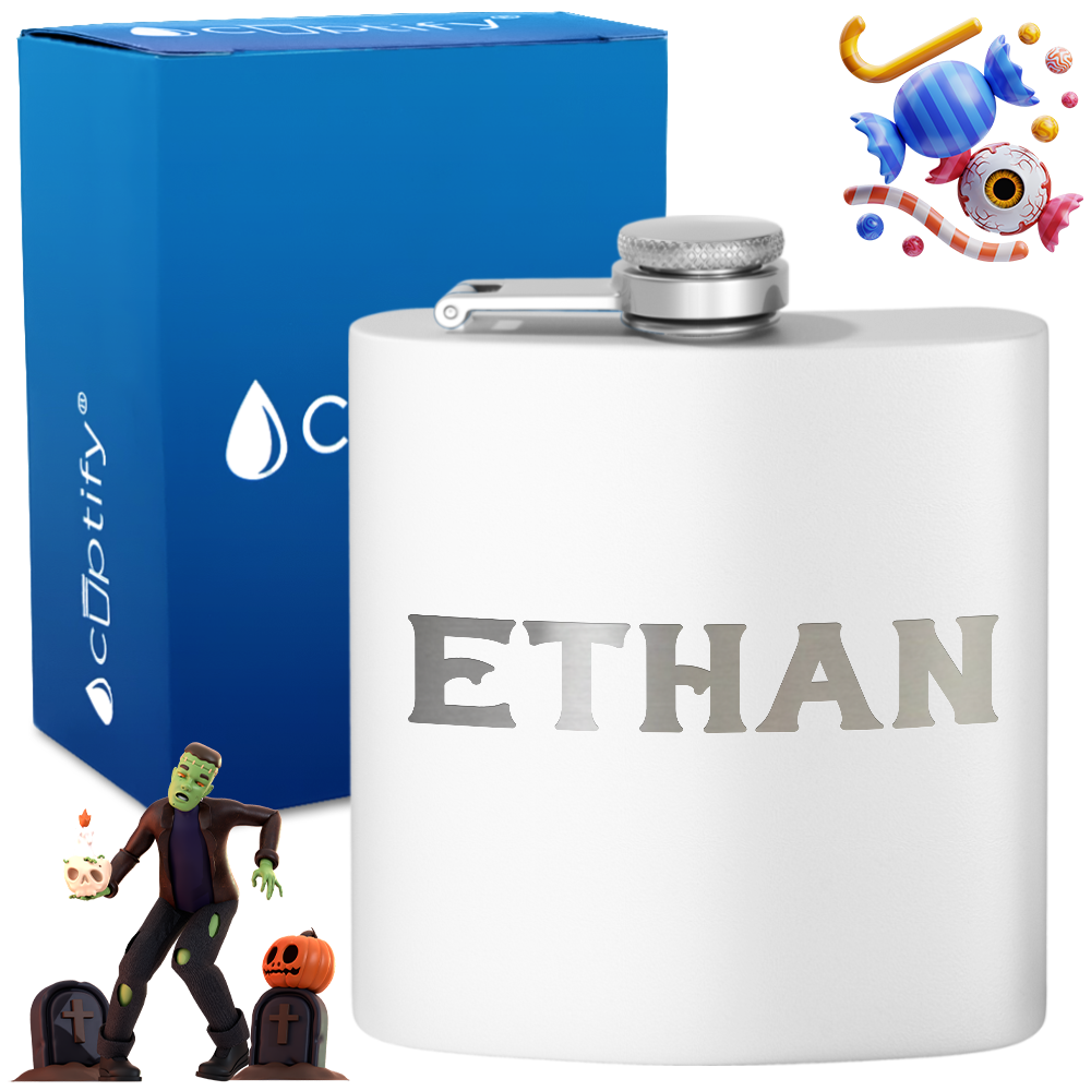 Personalized Grim Halloween Font 6oz Hip Flask