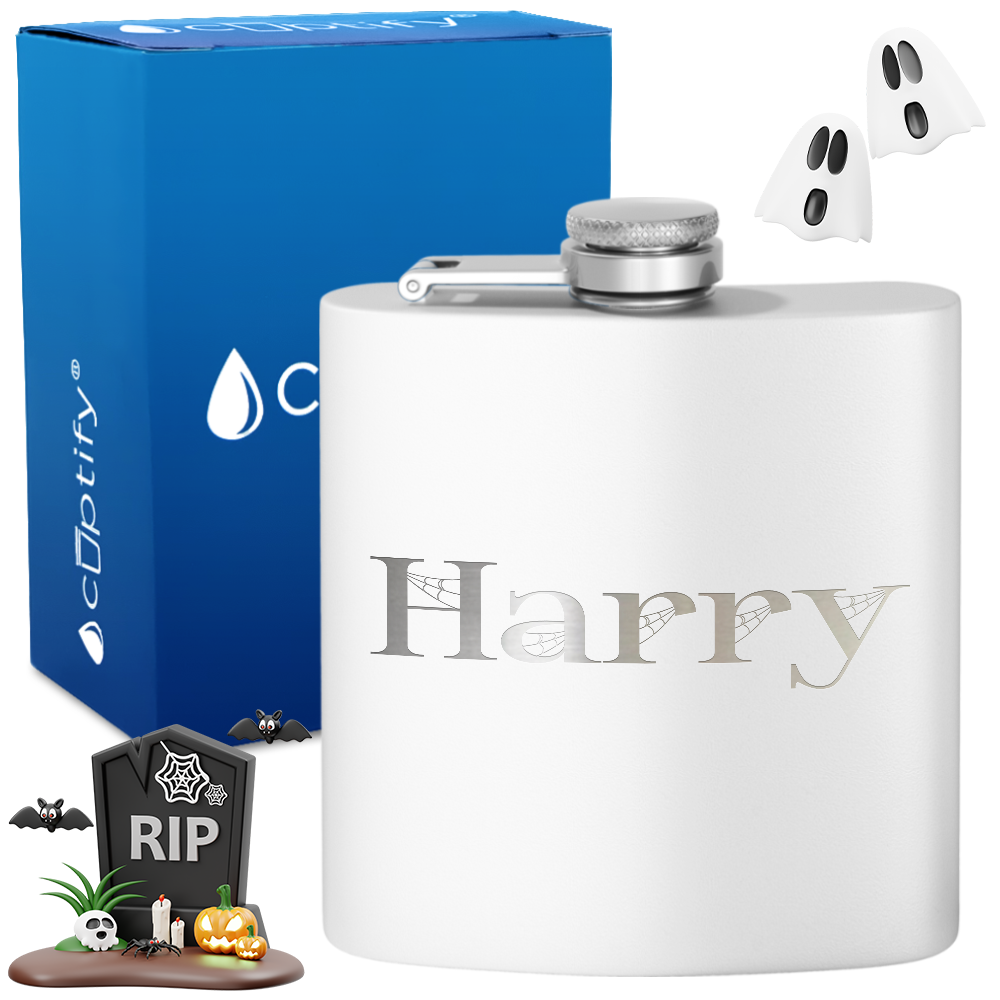 Personalized Wicked Halloween Font 6oz Hip Flask