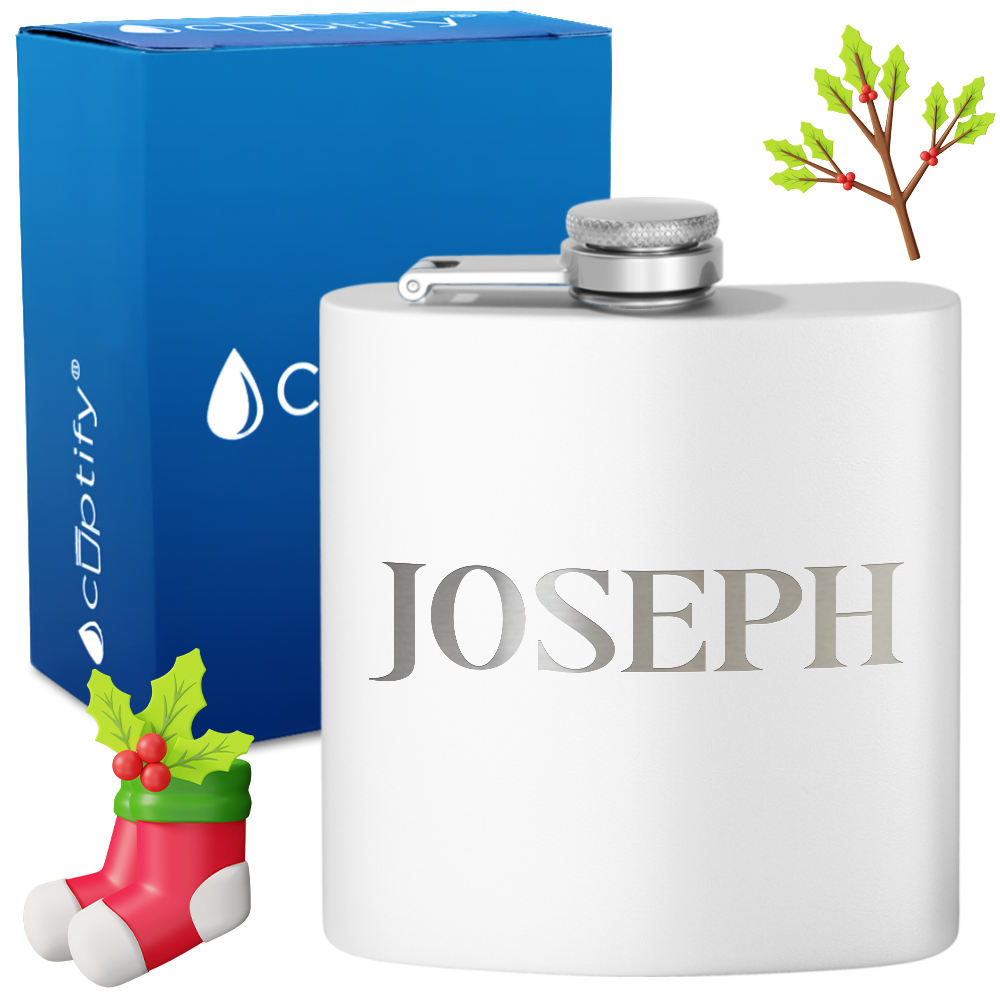 Personalized Merry Christmas Font 6oz Hip Flask