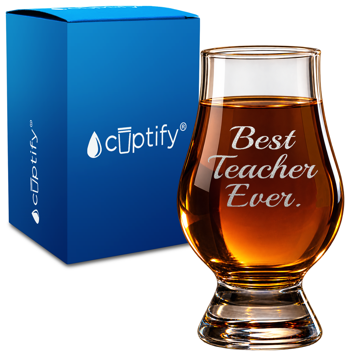 Best Teacher Ever design on 6oz Glencairn Whiskey Glass