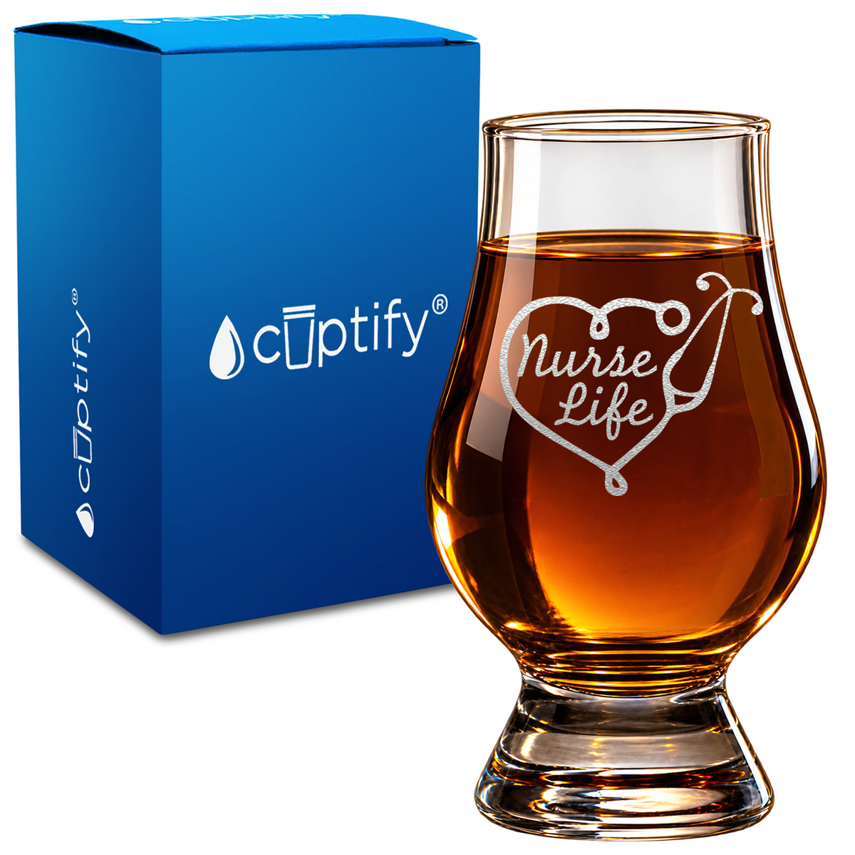 Nurse Life design on 6oz Glencairn Whiskey Glass