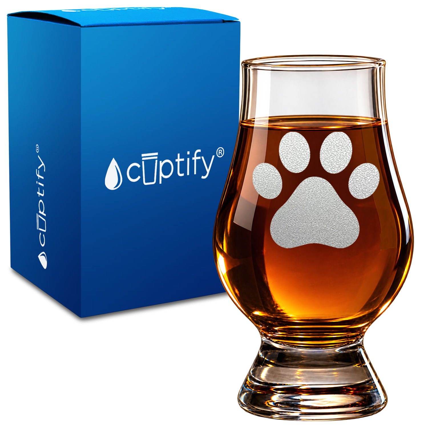 Paw Print design on 6oz Glencairn Whiskey Glass