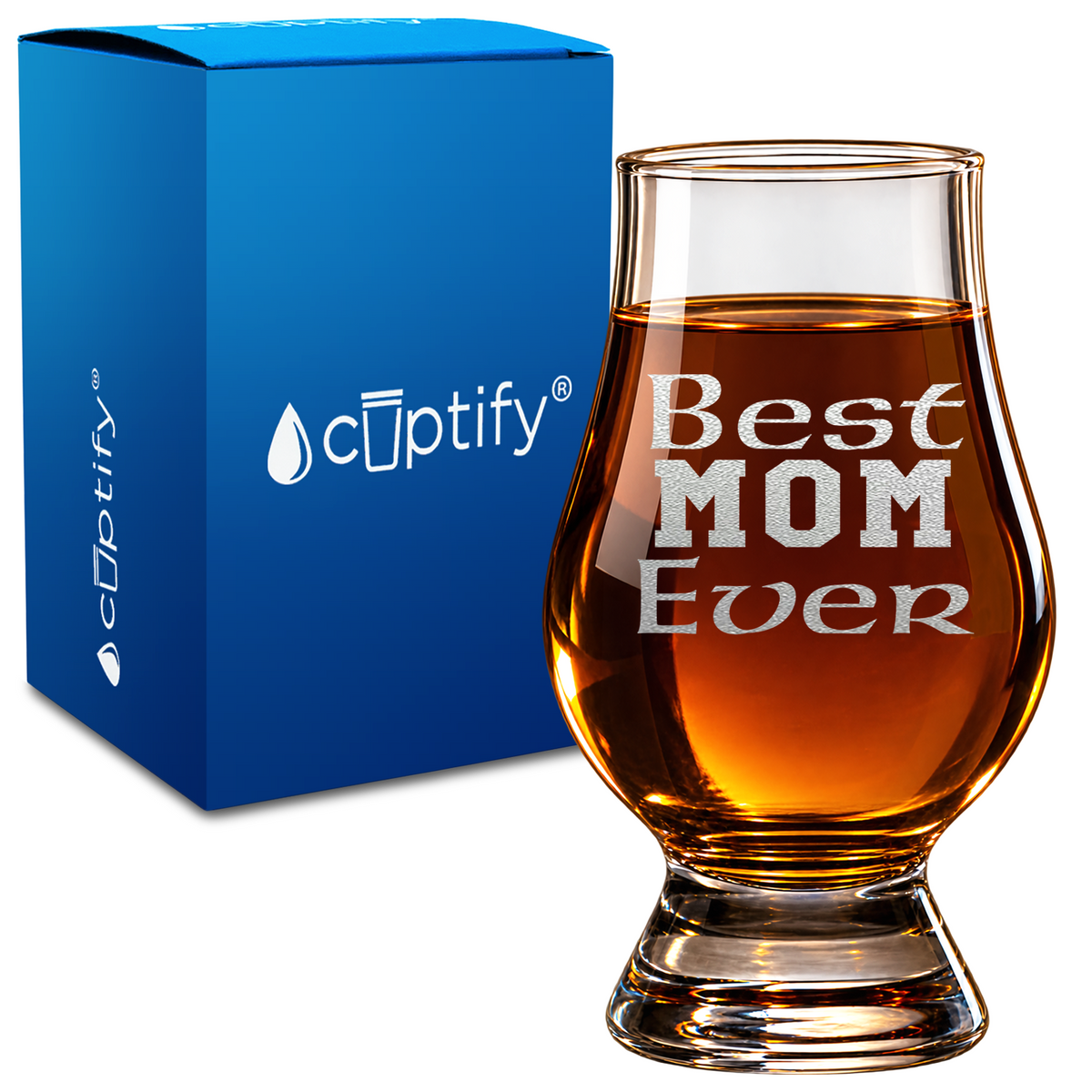 Best Mom Ever design on 6oz Glencairn Whiskey Glass