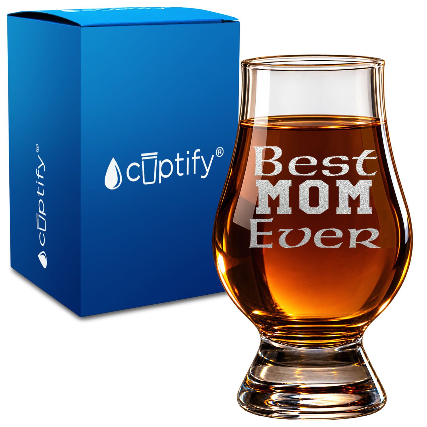 Best Mom Ever design on 6oz Glencairn Whiskey Glass