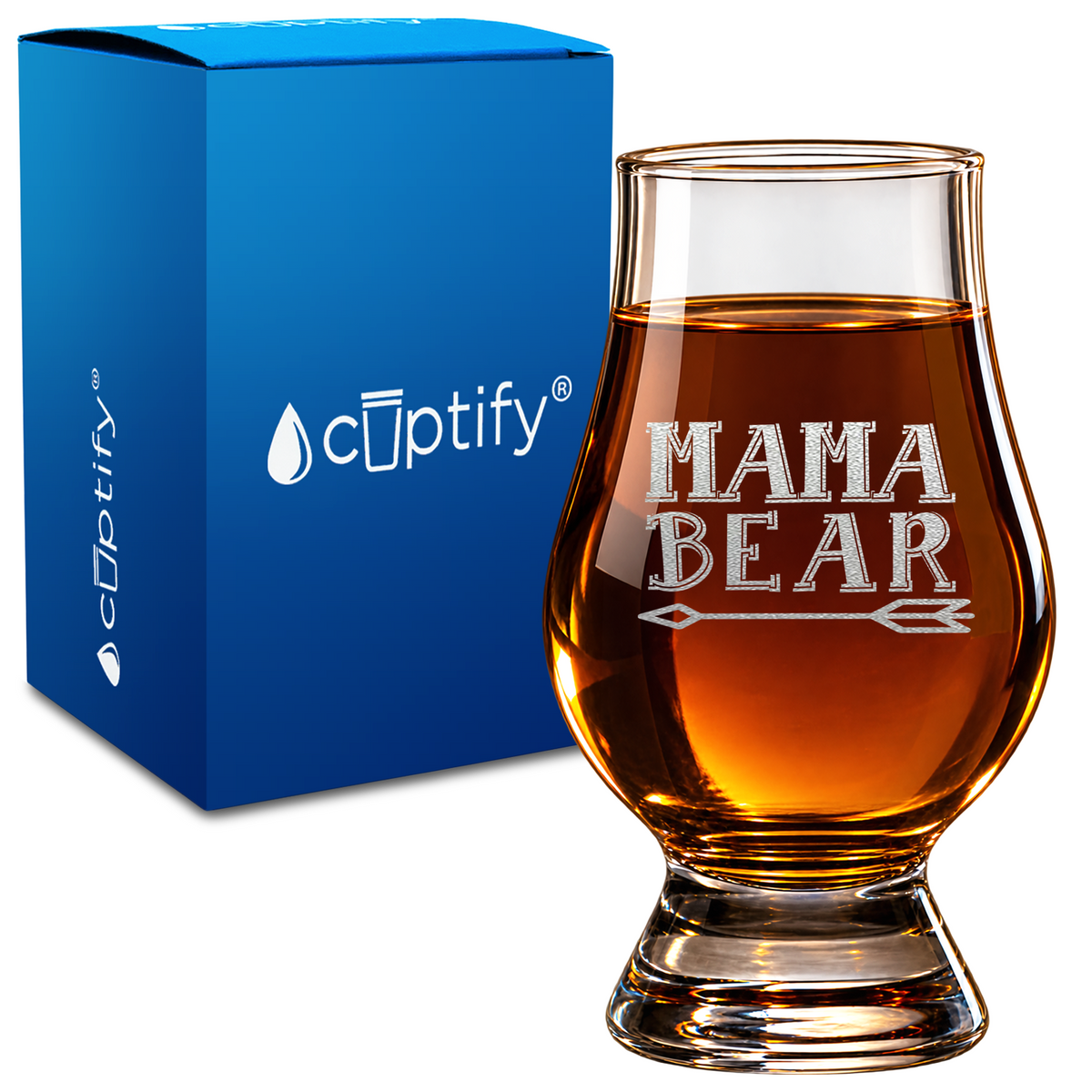 Mama Bear design on 6oz Glencairn Whiskey Glass