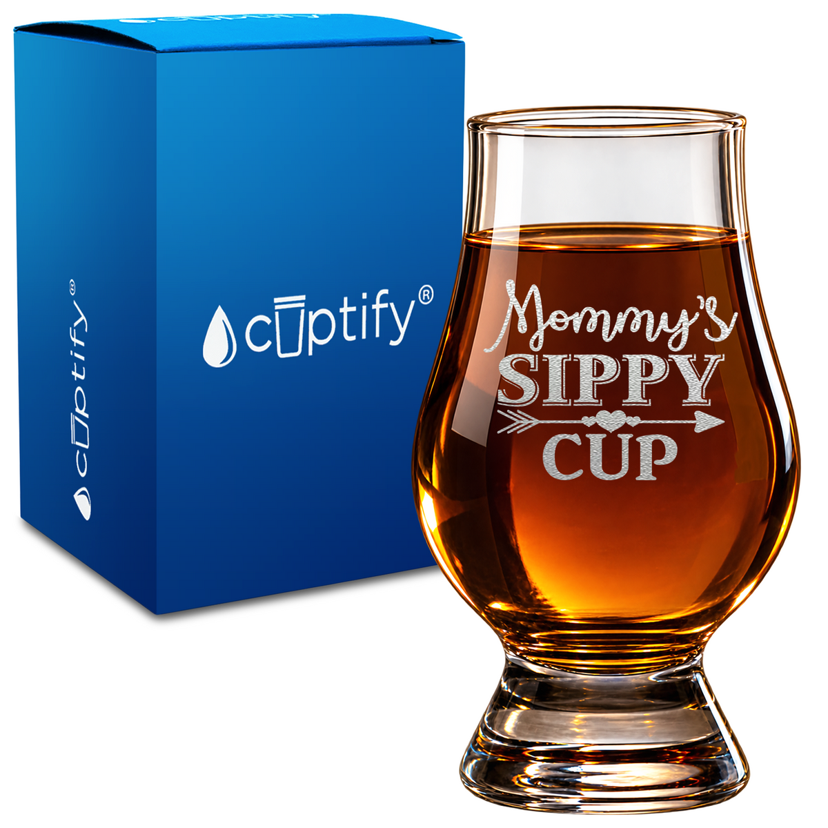 Mommy's Sippy Cup  Arrow design on 6oz Glencairn Whiskey Glass