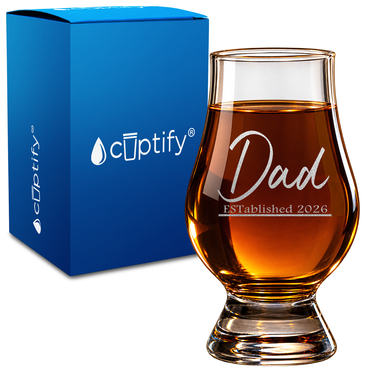 Dad Established design on 6oz Glencairn Whiskey Glass