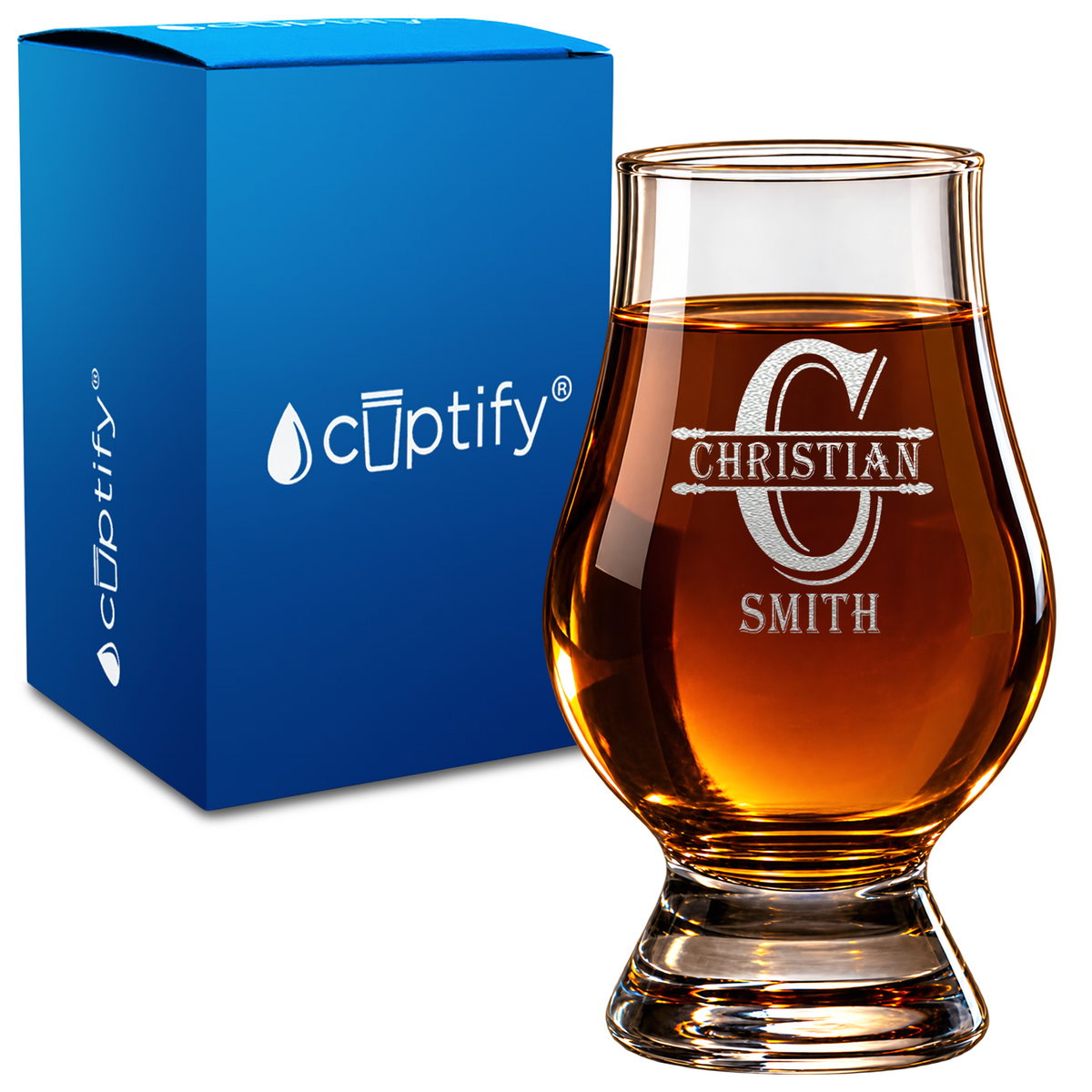 Personalized Initial Block Whiskey Glass