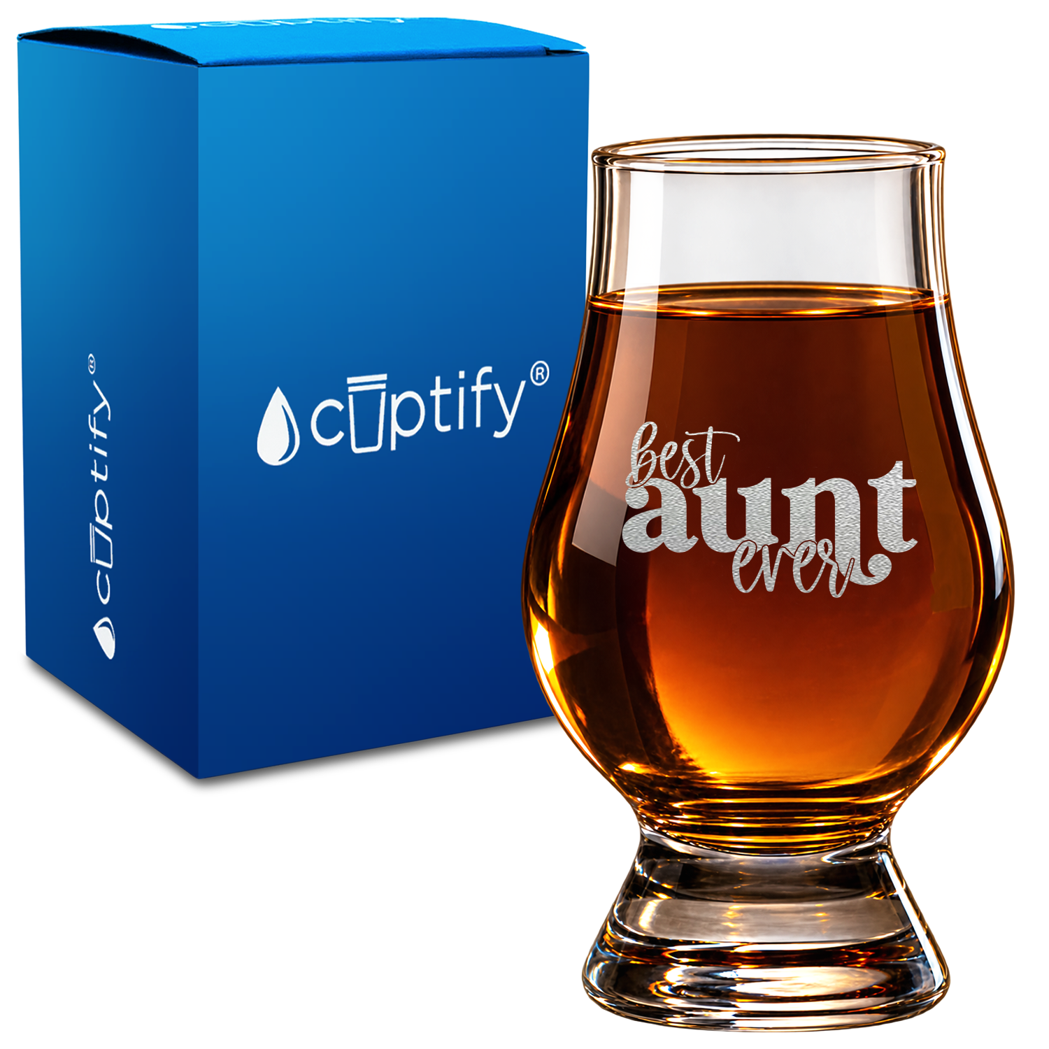Best Aunt Ever design on 6oz Glencairn Whiskey Glass