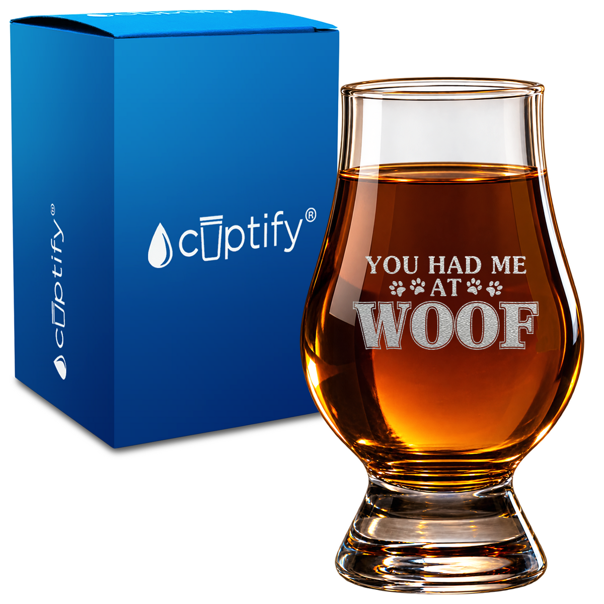 You had me at Woof design on 6oz Glencairn Whiskey Glass