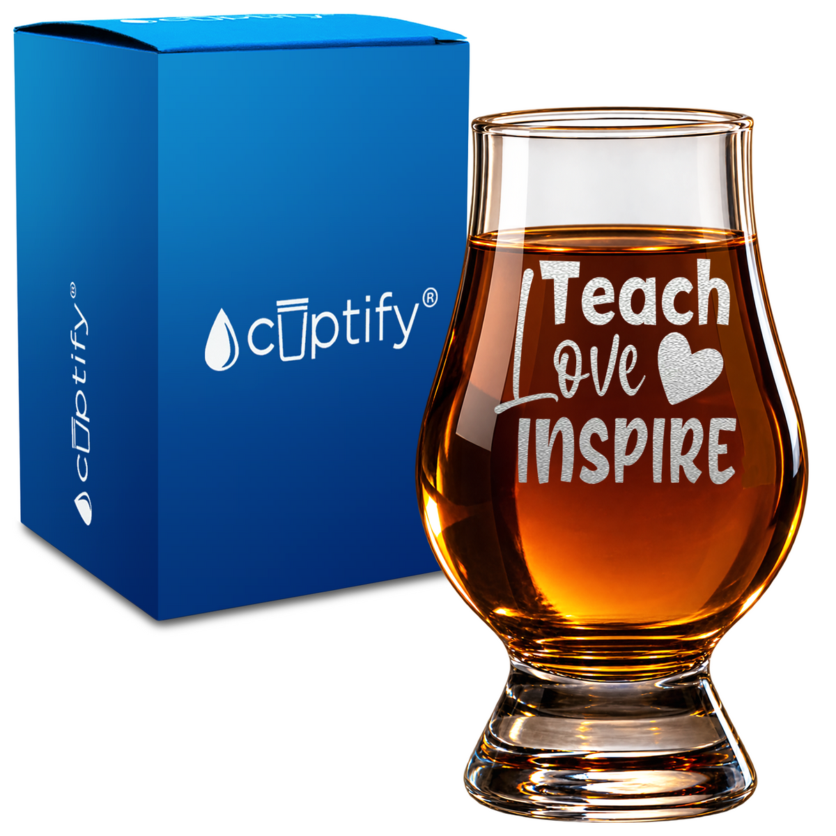Teach Love Inspire design on 6oz Glencairn Whiskey Glass
