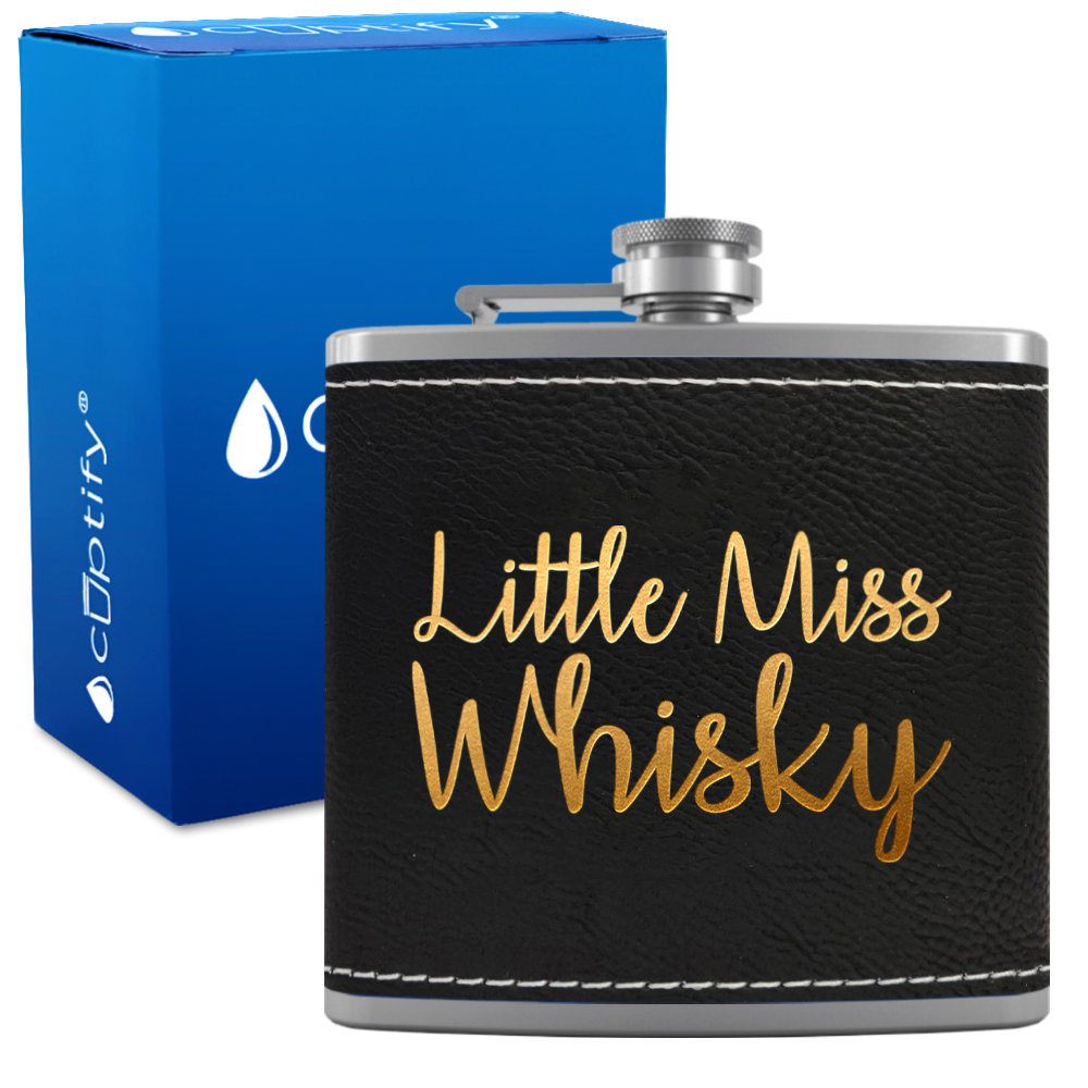 Little Miss Whisky 6 oz Stainless Steel Leather Hip Flask