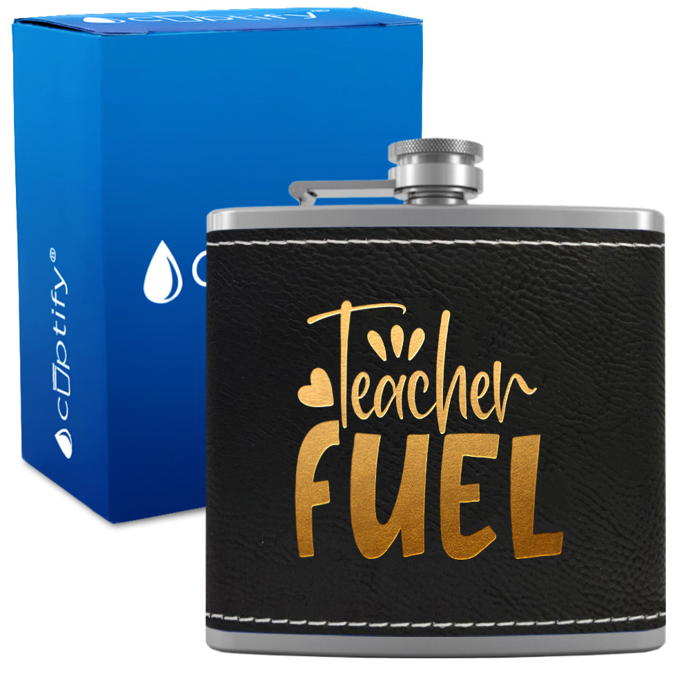 Teacher Fuel 6oz Stainless Steel Leather Hip Flask