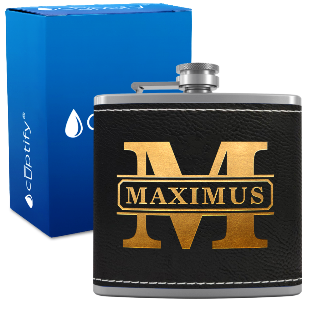 Personalized Vintage Block 6oz Hip Flask