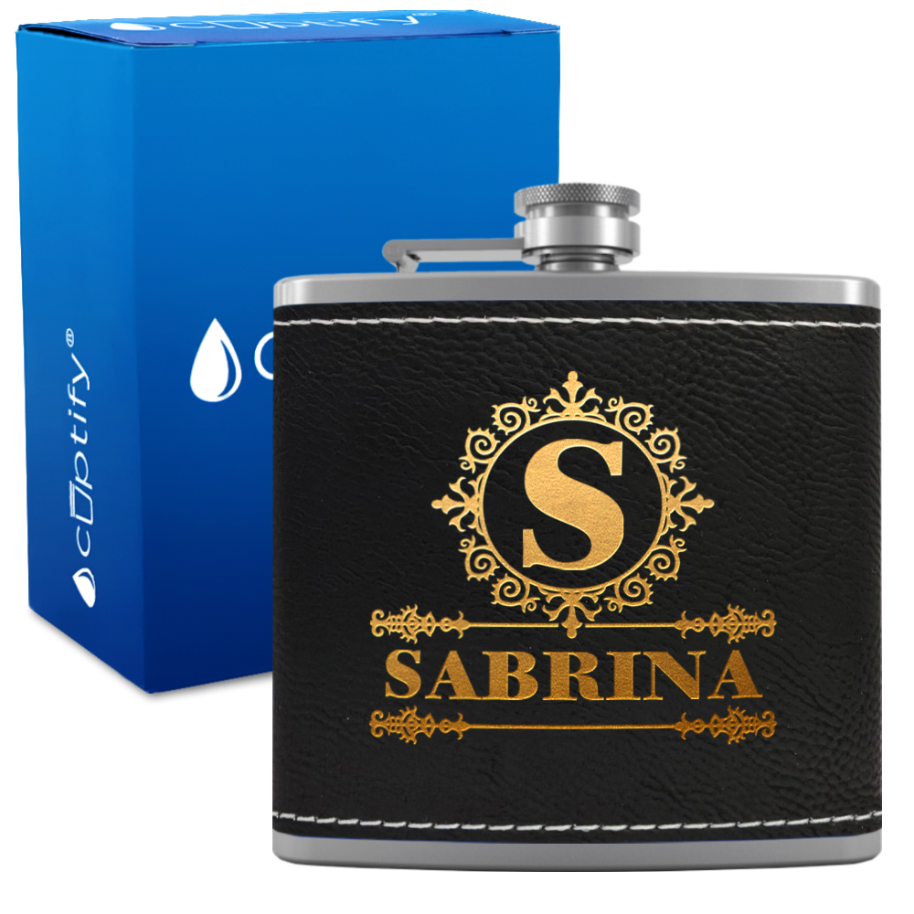 Personalized Ultramodern Initial and Name 6oz Hip Flask