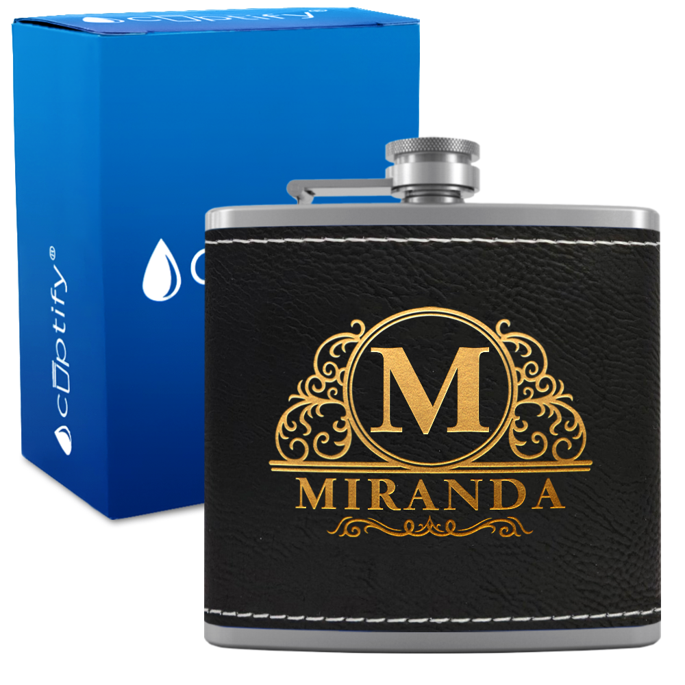 Personalized Elaborate Circle 6oz Hip Flask