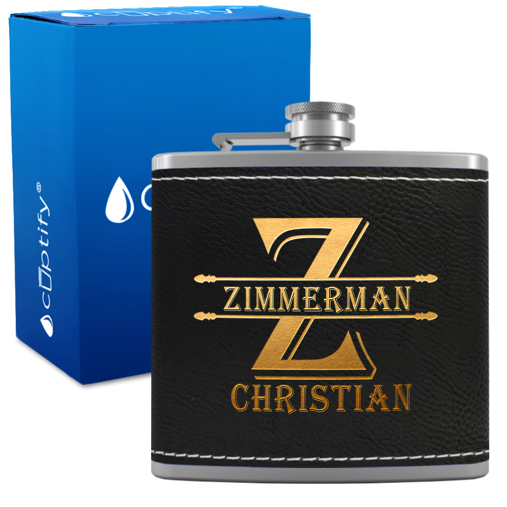Personalized Initial Block 6oz Hip Flask