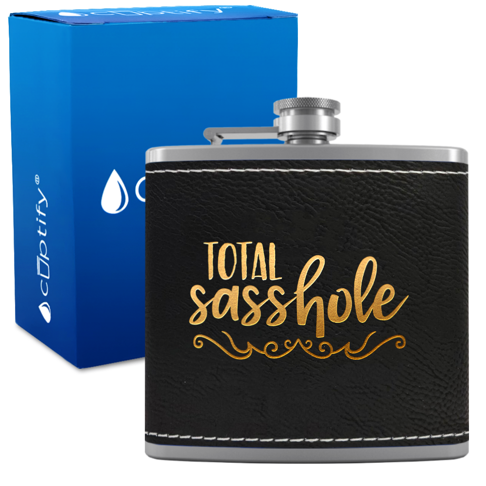 Total Sasshole 6 oz Stainless Steel Leather Hip Flask
