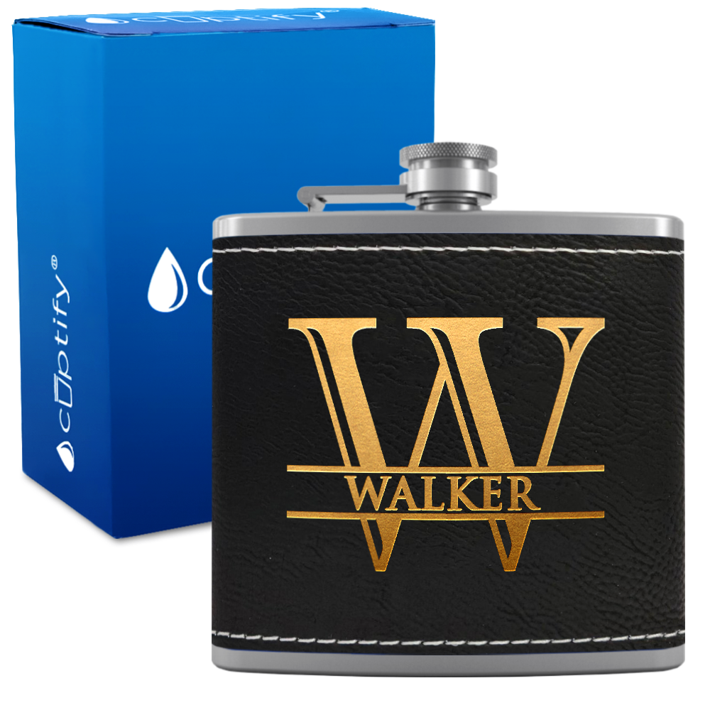Personalized Split Script 6oz Hip Flask