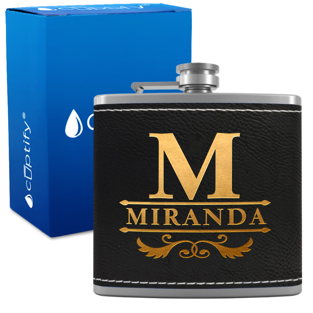 Personalized Initial Style 6oz Hip Flask