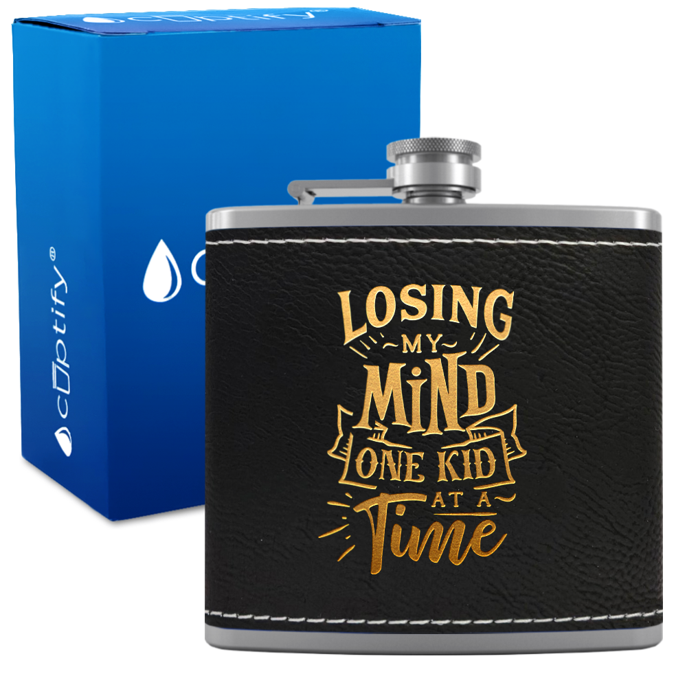 Losing My Mind 6 oz Stainless Steel Leather Hip Flask