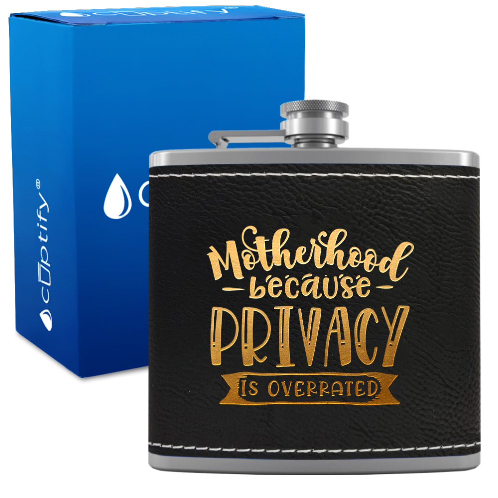 Motherhood 6 oz Stainless Steel Leather Hip Flask