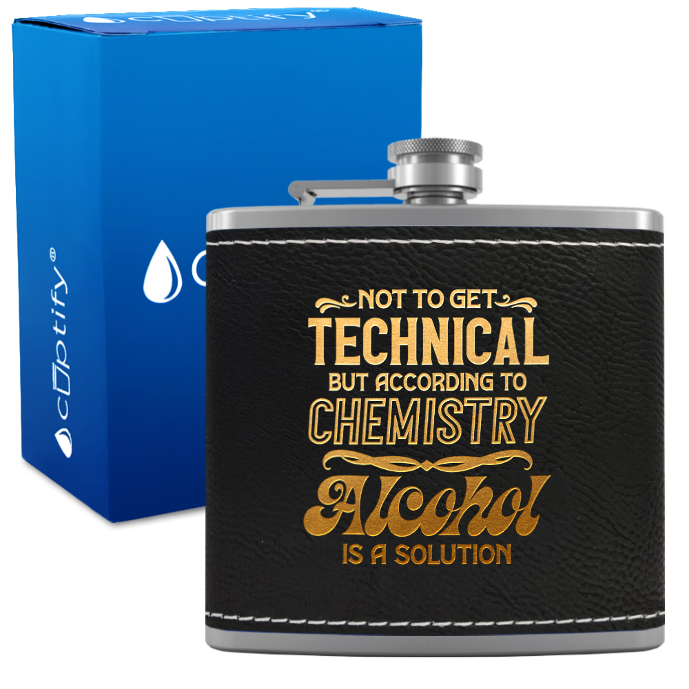 Not To Get Technical 6 oz Stainless Steel Leather Hip Flask