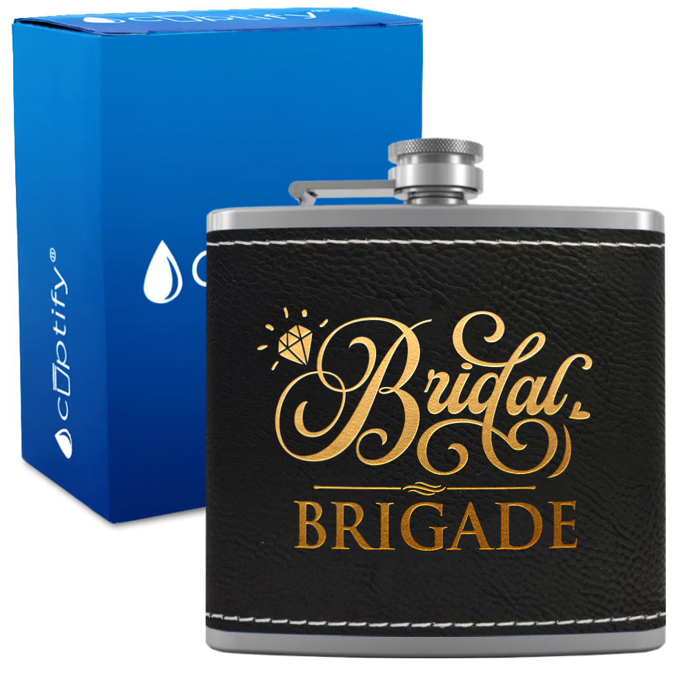 Bridal Brigade 6 oz Stainless Steel Leather Hip Flask