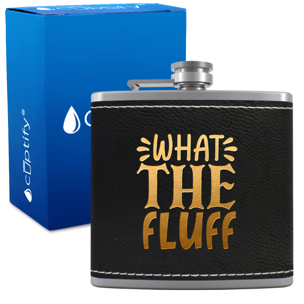 What The Fluff 6oz Stainless Steel Leather Hip Flask